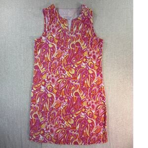 Coolibar Women S Pink Oceanside Tank Dress Floral Paisley Sleeveless Swim Cover